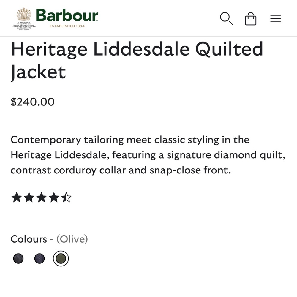 Men's Olive Green Quilted Barbour Jacket XXL - Picture 3 of 8